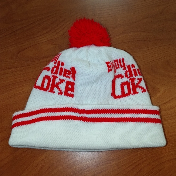 Enjoy Diet Coke Stripped Women\'s Knit Cuffed Beanie w Pom Pom main image 7
